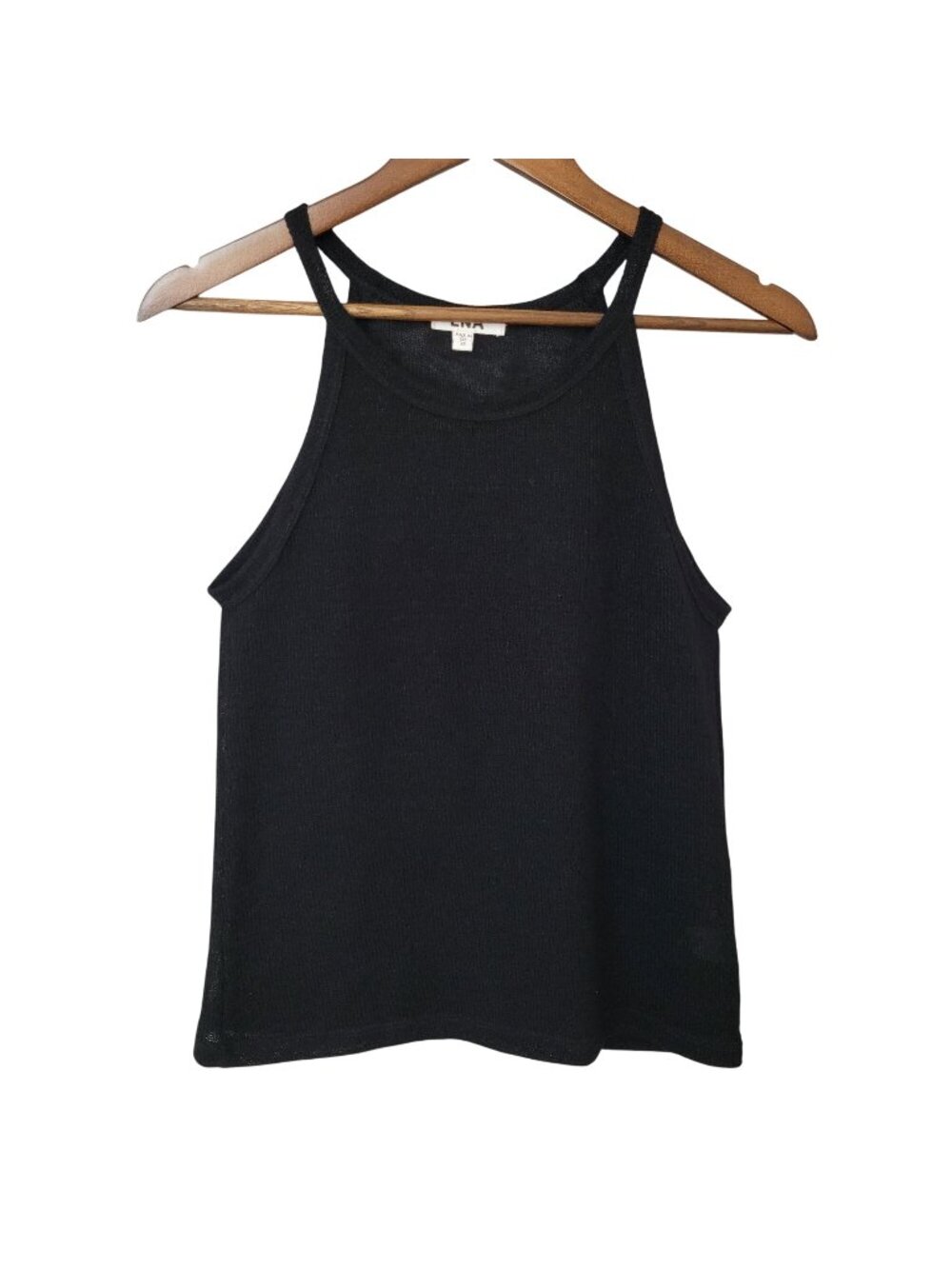 LNA Knit Halter Tank Top Womens Size XS Black Semi-Sheer Casual